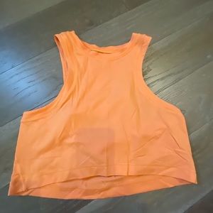 Orange LULULEMON cropped workout tank with open back!!